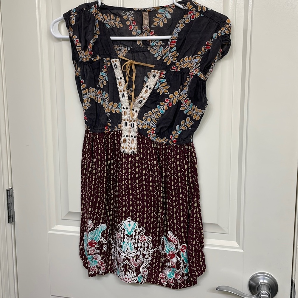 Free People‎ casual dress or longer shirt lightweight lace peasant size XS